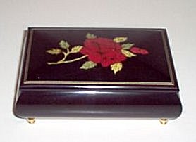 Red Rose on Black Lacquer box
