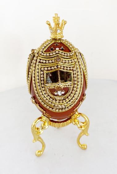 Musical Ornate Goose Egg with Mini Carousel
