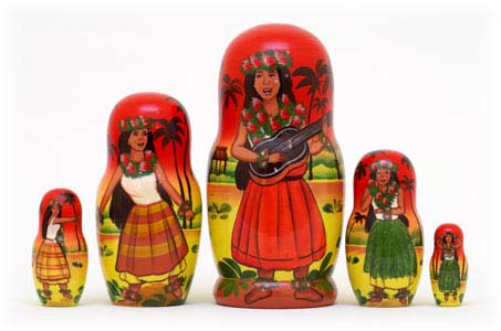 Hawaiian Hulla Nesting Dolls