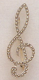 Marcasite Treble Clef (G-Clef)Large Pin