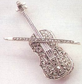 Marcasite Violin and Bow Brooch