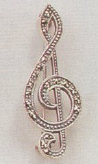 Marcasite Treble Clef (G-Clef) Small Pin