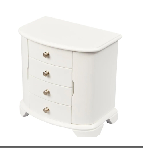 White Four Drawer Musical Jewelry Chest - Kaitlin -  by Mele 