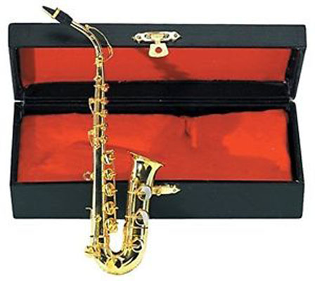 Saxophone and case 11 x 3 inches