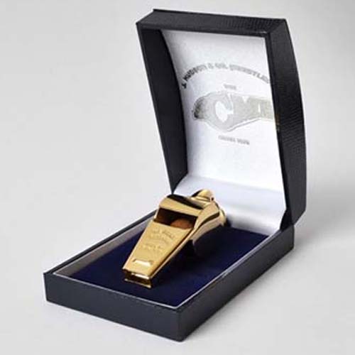 Gold Plated Large, deeper sound Acme Whistle in Presentation Box