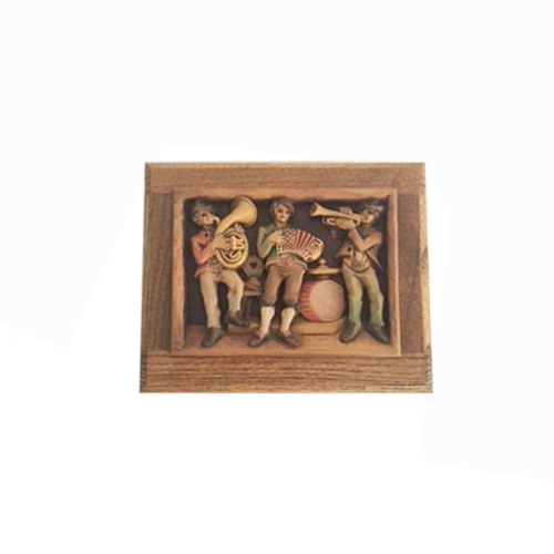 Carved Anri Musicians Oak Music Box
