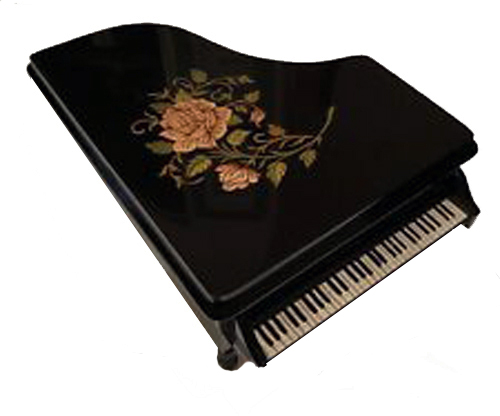 Black Baby Grand with Pink Rose