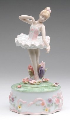 Musical figurine of Ballerina dancing amoung flowers