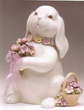 Porcelain Easter Bunny with Bouquet