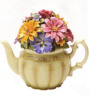 Porcelain Antique Style Musical Teapot figurine with Flowers