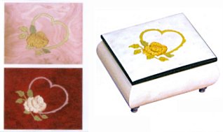 Ercolano's Heart with Flower Music Box three available colors 