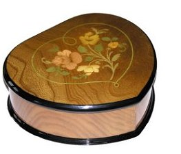 Italian floral inlay on heart shaped box