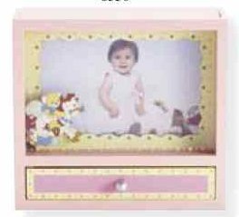 Photo Frame Music Box with Drawer Pink