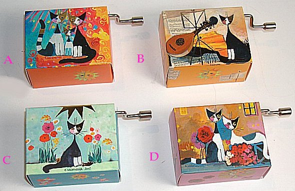 Hand Crank Music Box Wachtmeister Cats (set of 4) or your choice of 1