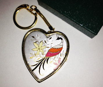 musical keychain locket, Chokin Key Chain with Heart Shaped Music Box
