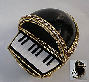 Jeweled Piano Music Box made of Goose egg