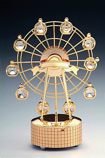 24K Gold Plated or Silver Plated Ferris Wheel with Austrian Crystals  Music Box Figurine