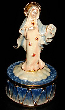 Musical Madonna Figurine in hand painted enamel