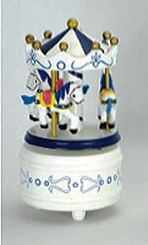 small blue and white carousel