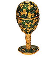 Irish Musical Green Shamrock Tall Metal Egg