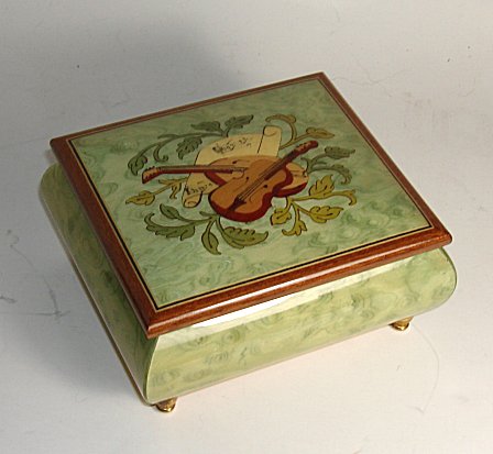 Musical Instrument inlay on Mint Green Music Box (1.18)
