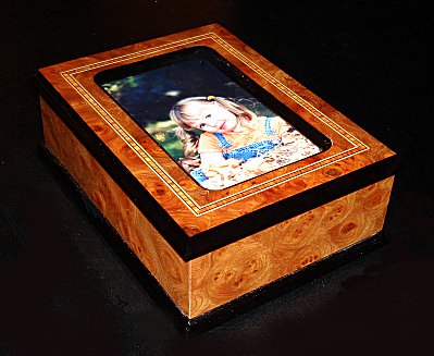 Italian Inlaid Musical Box with Photo insert