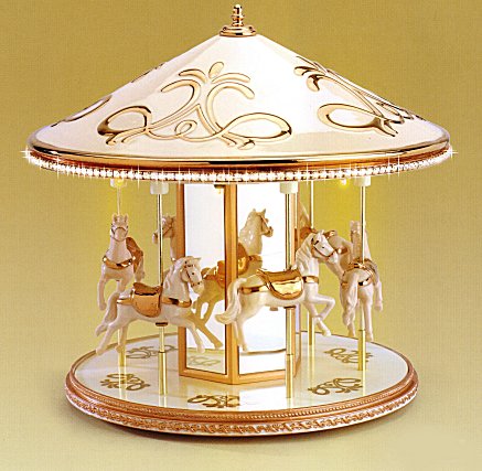 Musical Carousel White Porcelain with Gold Accents