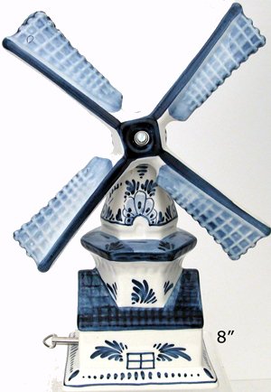 Windmill on House Delft Blue 8 inches