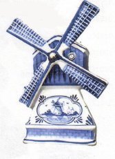 Windmill Delft Blue  6 inches