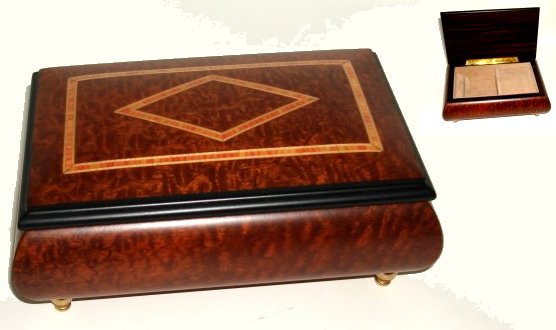 Italian Inlay of Diamond Shape on Mahogany Musical Box (1.18)