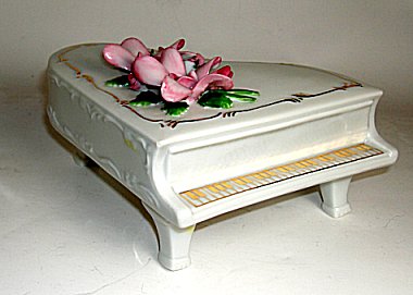 Musical Porcelain Piano with Flowers