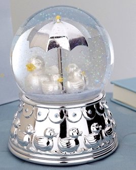 Silver musical with Waterglobe something Duckie by Reed and Barton