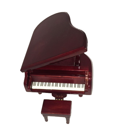 Small miniature baby grand piano in  Brown