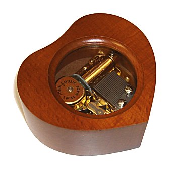 Heart Shaped Musical Box in Walnut Box with Glass Top (1.18)