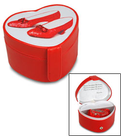 Wizard of Oz Ruby Slippers Musical Heart  Box with Pin