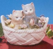 Porcelain Kittens in Basket
