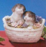 Porcelain Puppies in Basket