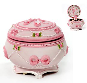    Music Box Ballerina Hinged Trinket Box with Ballet Slippers