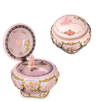 A most pretty ballet hinged trinket box with twirling ballet slippers
