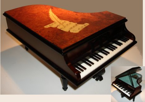 Piano with Music Scroll and Quill Inlay  (1.36)