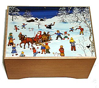 Snow Scene with Children and Santa Driving a One Horse Sleigh(1.18)