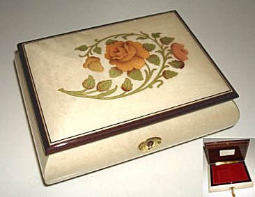 Inlaid  Rose and Green Swirl of Leaves  (1.18)
