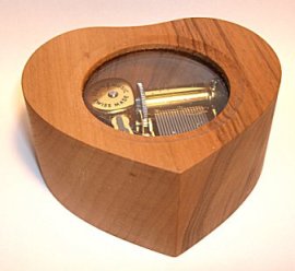 Heart Shaped  Walnut Music Box in Matte Finish with Glass Top(1.18)