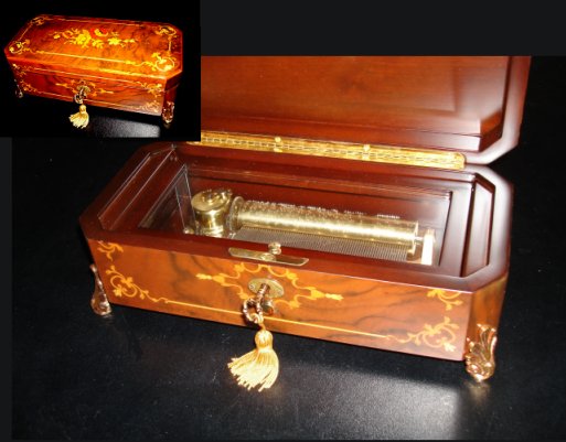 Classic Reuge Musical Box with Exquisite Floral Marquetry (3.72)