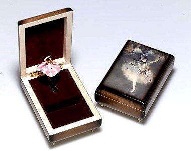    Music Box Ballerina dances inside of Degas Ballerina Box