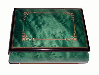 green music box with Simple Italian Arabesque Inlay