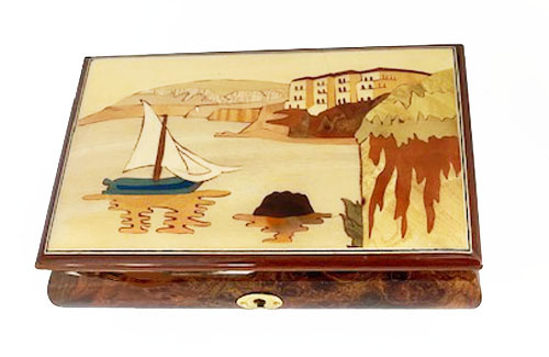 Music Box with  inlay of Sailboat on Italian Waters