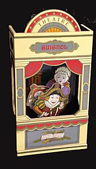 Animated Koji Murai Le Theatre du Guignol musical box with Polichinelle