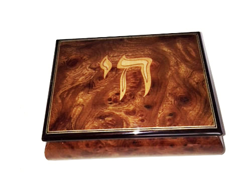 Italian Elm Music Box with Chai Inlay on Lit