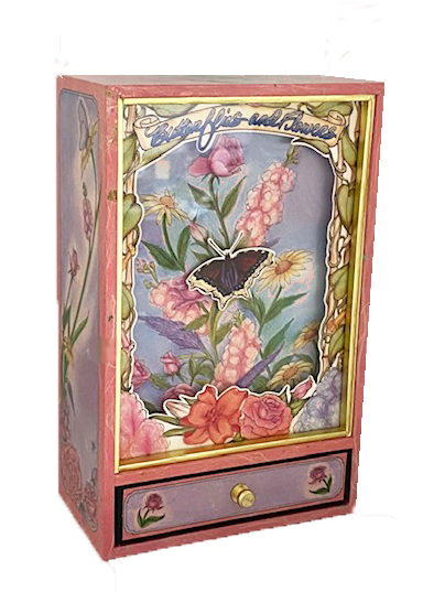 Animated butterfly Flying among flowers, musical shadowbox